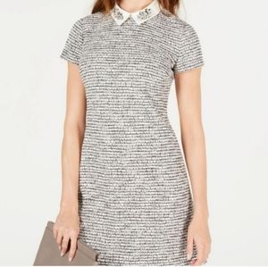 NWT Maison Jules dress peter pan jeweled collar black silver cream
